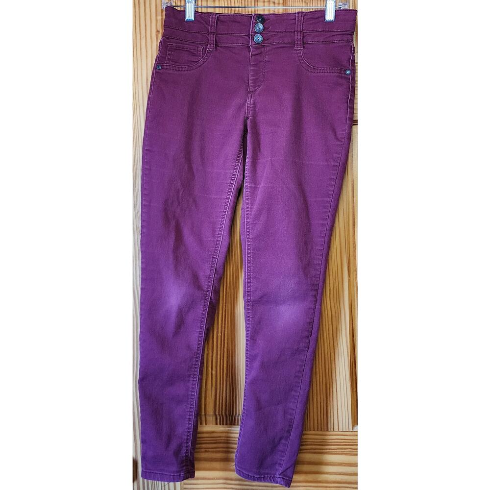Arizona Jean Co Girls Plus Skinny Jeans 14.5 Burgundy Stretch Adjustable Waist